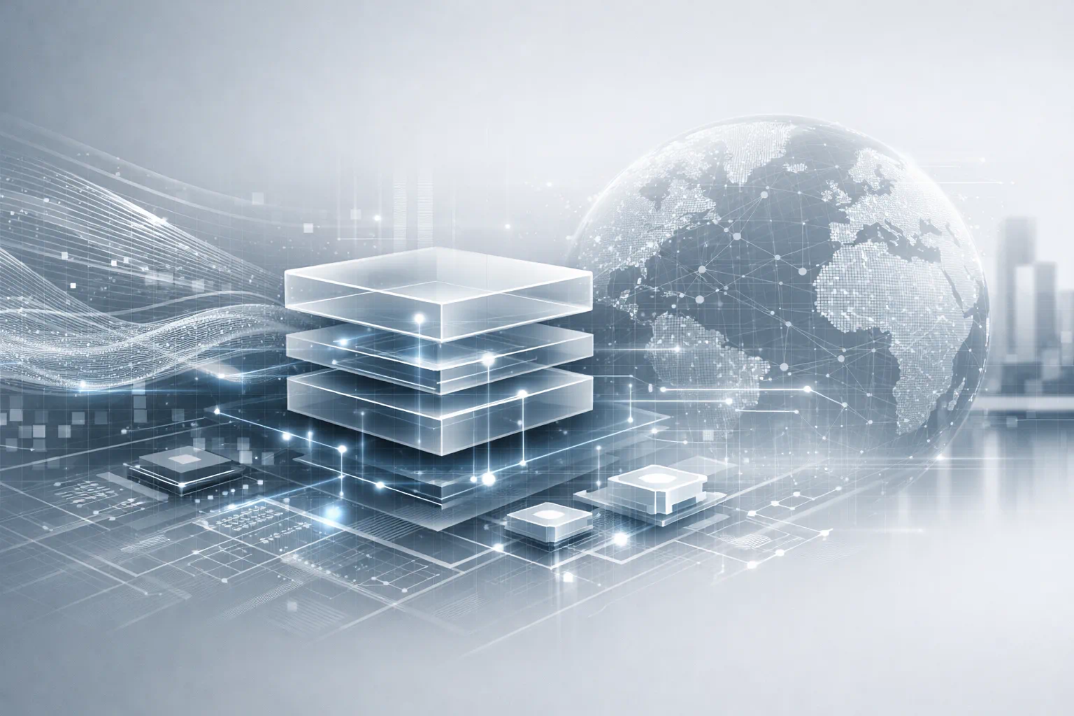 Global tech industry rewriting digital systems 2026 illustrated through abstract digital infrastructure