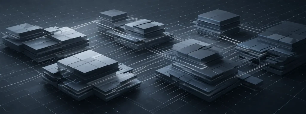 interconnected enterprise AI system architecture showing system-level risk across distributed infrastructure and data layers