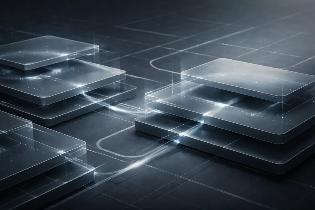 Governance-aware architecture in enterprise AI systems showing embedded control layers and structured data flow across infrastructure