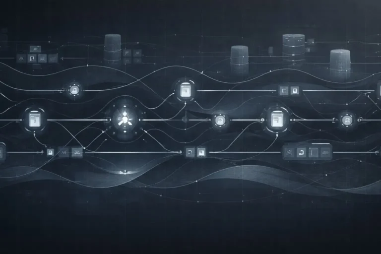 AI orchestrated enterprise workflows showing context-aware execution systems and adaptive workflow orchestration in 2026